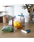 Borsa con chiusura a 10 clip bianco/blu/grigio - 10x1,7x1 cm