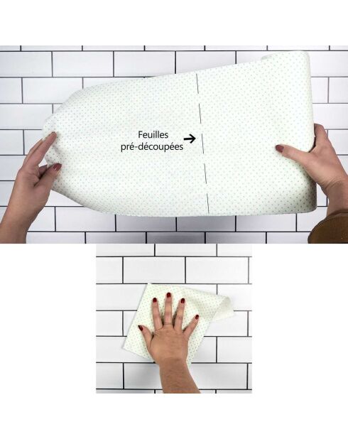 2 Rouleaux essuie tout réutilisables blanc - 8x28x8 cm