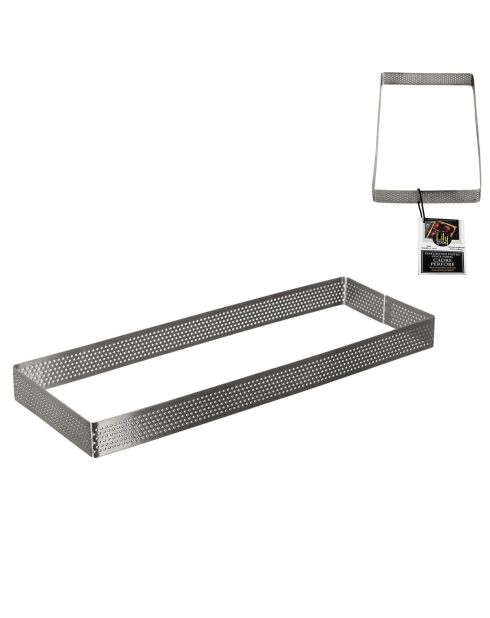 Cadre paisserie perforé rectangle gris - 30x2.6x11.2 cm