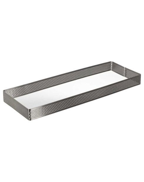 Cadre paisserie perforé rectangle gris - 30x2.6x11.2 cm