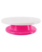 Plateau tournant déco rose/blanc - 7.8x27.7x27.7 cm