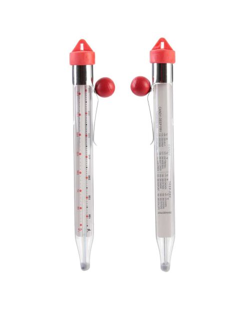 Thermomètre à sucre transparent/rouge - 20.5x2.5x4 cm