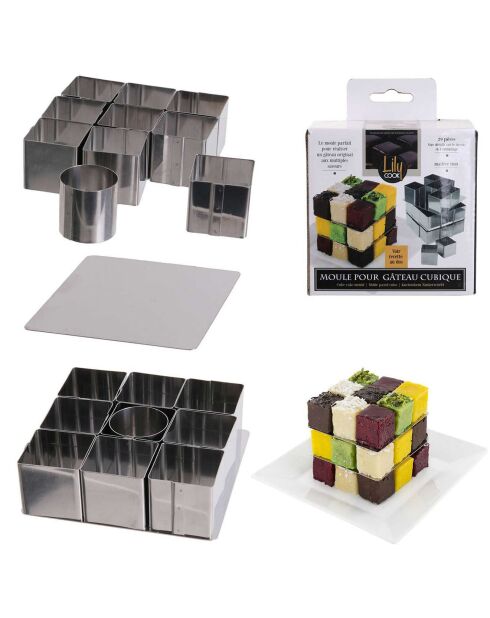 Moule à gateau cubic gris - 10x0.2x10 cm