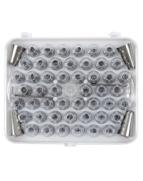 Boite à douille et accessoire décoration - 55 pièces gris/blanc - 22x4.3x18.3 cm