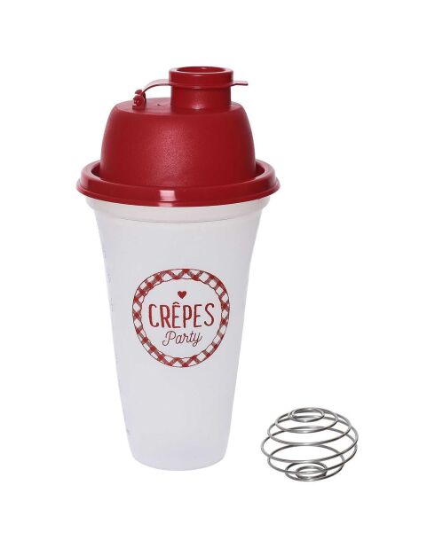 Shaker pâte à crèpes chandeleur rouge/transparent - 10.3x20x10.3 cm