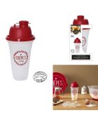 Shaker pâte à crèpes chandeleur rouge/transparent - 10.3x20x10.3 cm