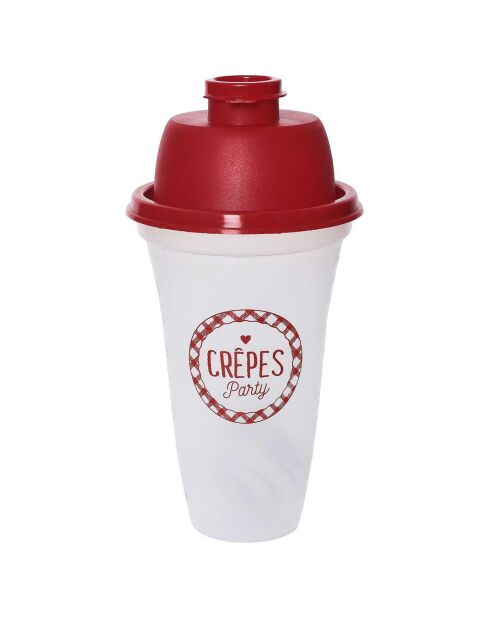 Shaker pâte à crèpes chandeleur rouge/transparent - 10.3x20x10.3 cm