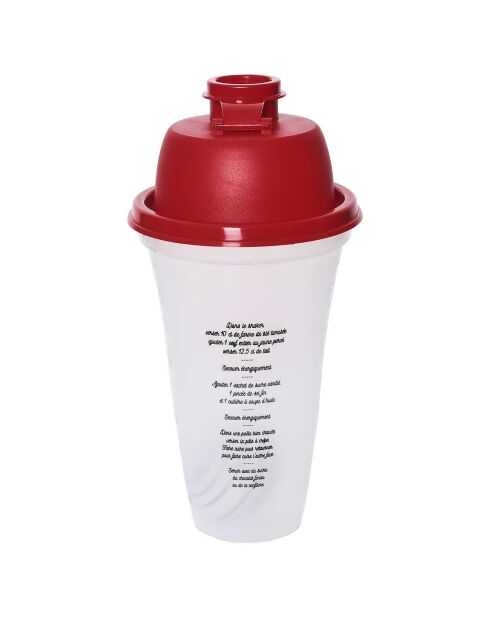 Shaker pâte à crèpes chandeleur rouge/transparent - 10.3x20x10.3 cm