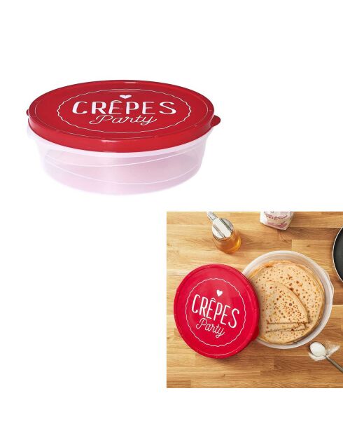 2 Boites de conservation crèpes rouge/transparent - 30.3x9x28 cm