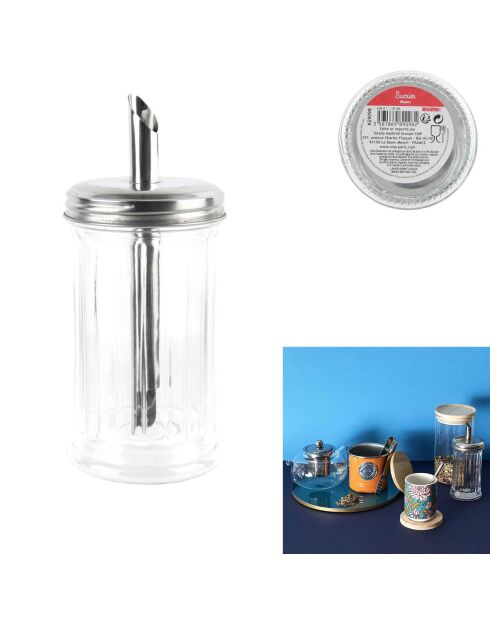 Transparante maatsuikerpot - D.7,5x17,5 cm