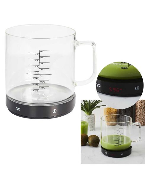 Balance avec verre doseur 5kg noir/transparent - 18x14x15 cm