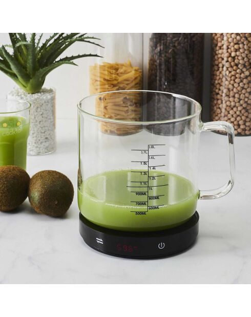 Balance avec verre doseur 5kg noir/transparent - 18x14x15 cm