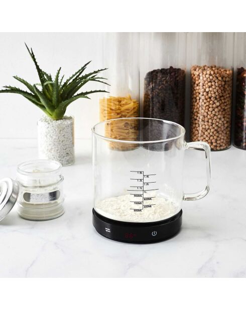 Balance avec verre doseur 5kg noir/transparent - 18x14x15 cm