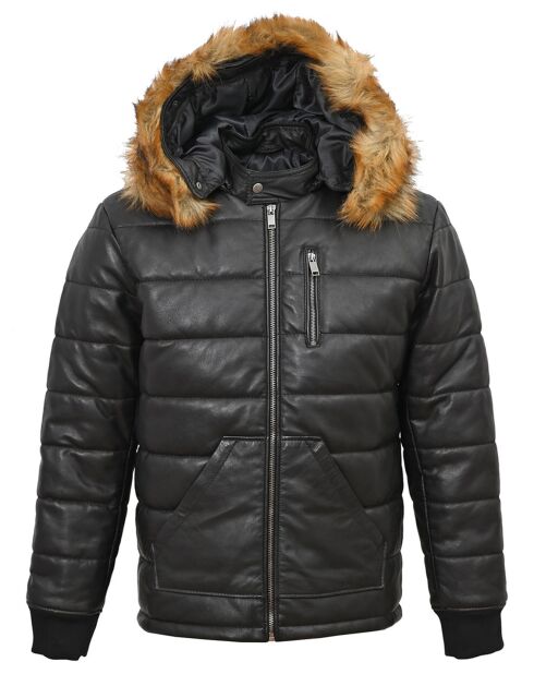 Veste en Cuir d'Agneau Lay noire