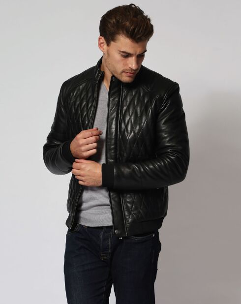 Veste en Cuir d'Agneau Lenaic noire