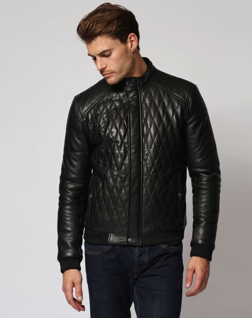 Veste en Cuir d'Agneau Lenaic noire