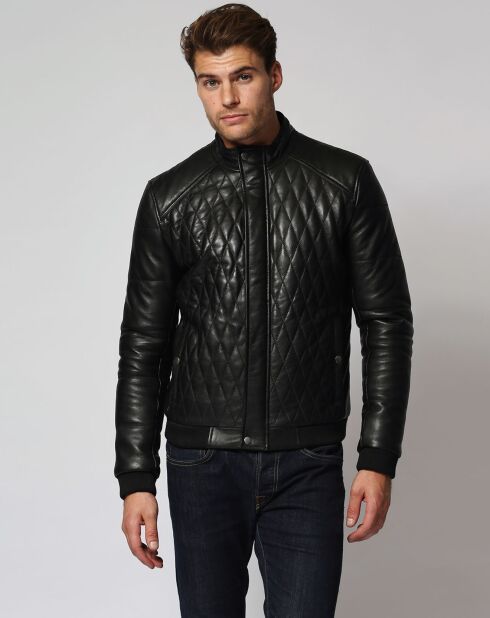 Veste en Cuir d'Agneau Lenaic noire