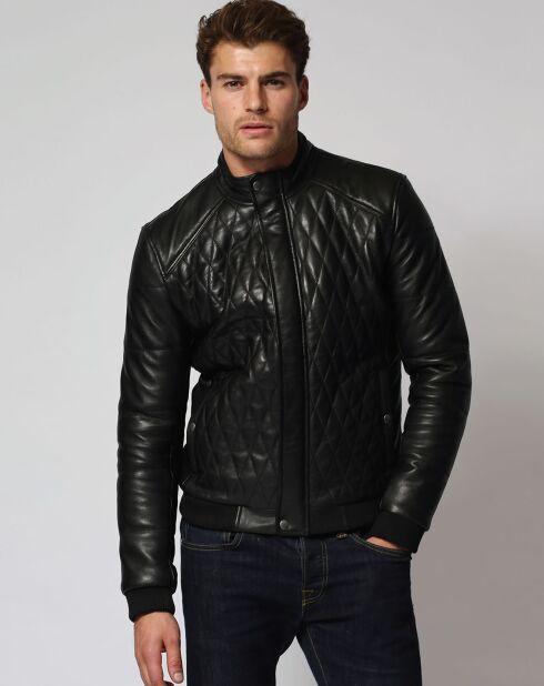 Veste en Cuir d'Agneau Lenaic noire