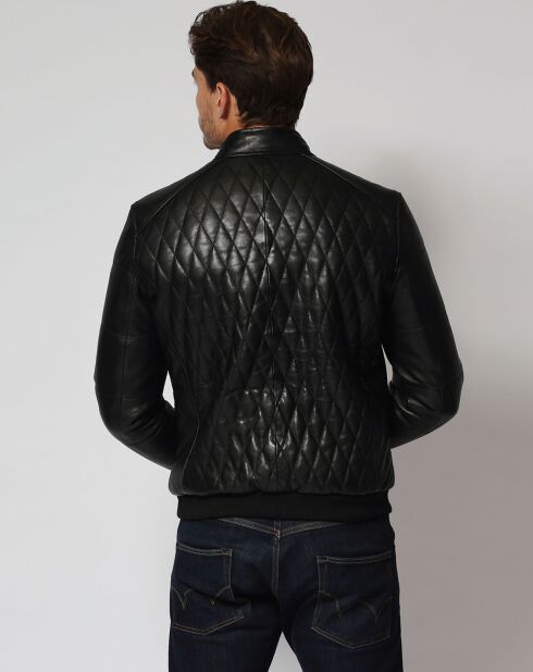 Veste en Cuir d'Agneau Lenaic noire