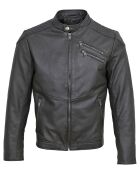 Schwarze Leobard Lammfelljacke