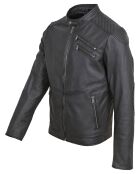 Schwarze Leobard Lammfelljacke
