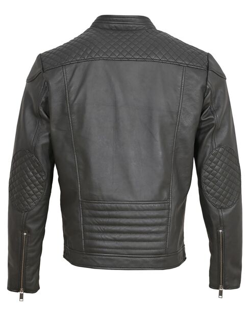 Schwarze Leobard Lammfelljacke