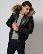 Veste en Cuir d'Agneau Leolo noire