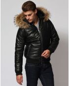 Veste en Cuir d'Agneau Leolo noire