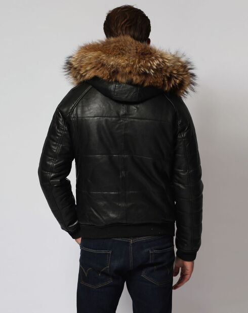 Veste en Cuir d'Agneau Leolo noire