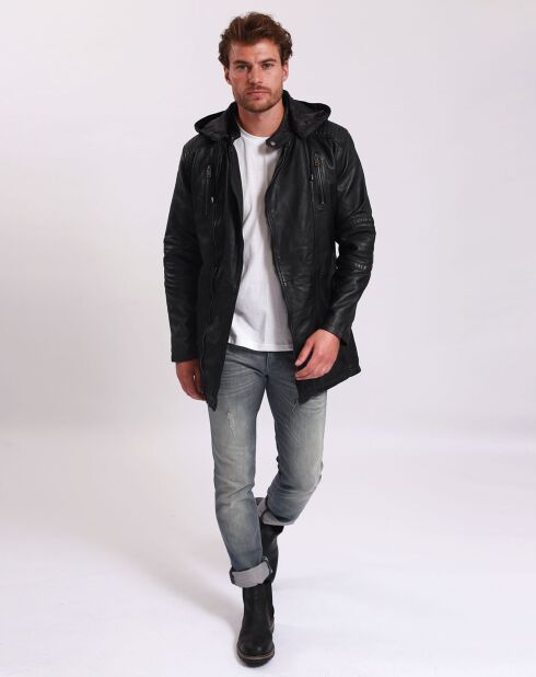 Manteau en Cuir d'Agneau Léopold noir