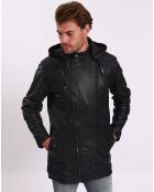 Manteau en Cuir d'Agneau Léopold noir
