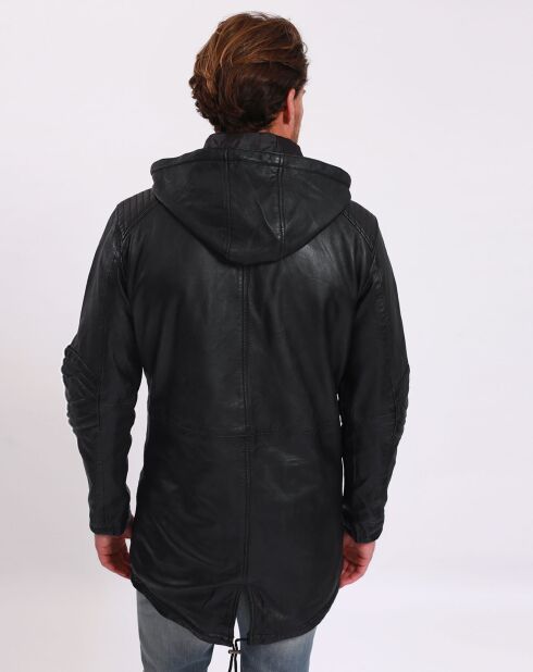 Manteau en Cuir d'Agneau Léopold noir