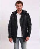 Manteau en Cuir d'Agneau Léopold noir