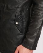 Manteau en Cuir d'Agneau Léopold noir