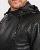 Manteau en Cuir d'Agneau Léopold noir