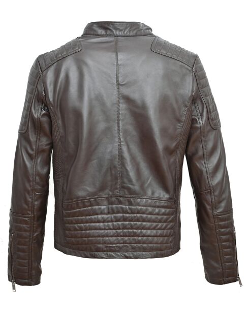 Veste en Cuir d'Agneau Lester marron