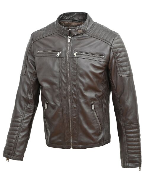 Veste en Cuir d'Agneau Lester marron