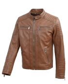 Veste en Cuir d'Agneau Lester cognac