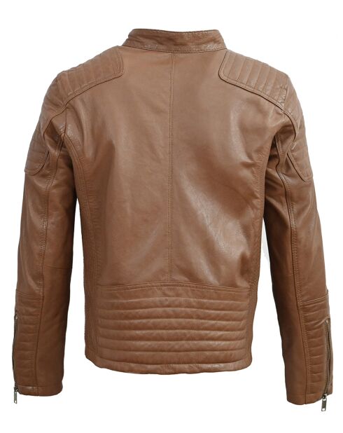 Veste en Cuir d'Agneau Lester cognac