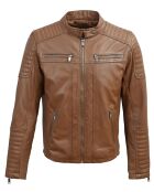 Veste en Cuir d'Agneau Lester cognac