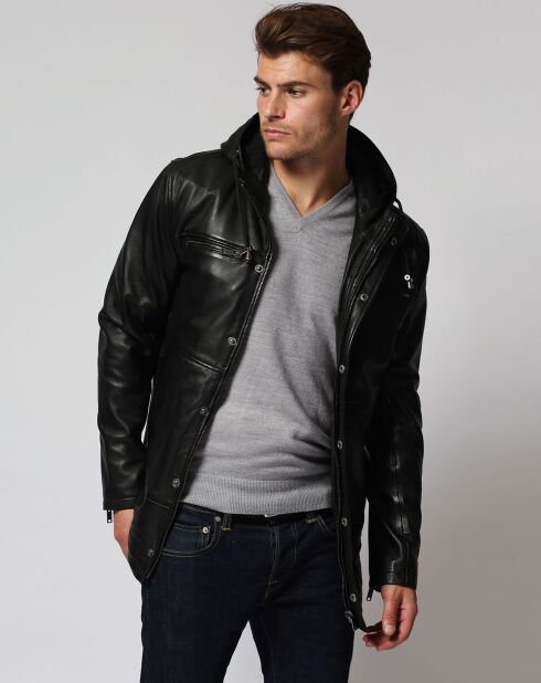 Veste en Cuir d'Agneau Liesse noire