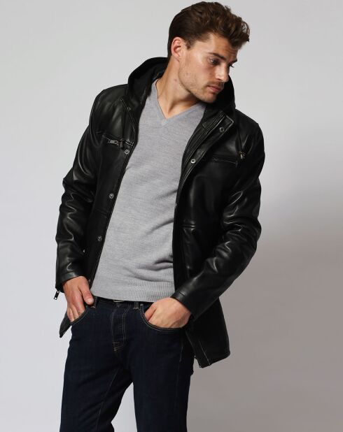 Veste en Cuir d'Agneau Liesse noire