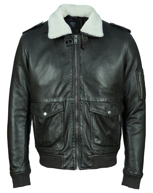 Veste en Cuir d'Agneau Liman chocolat