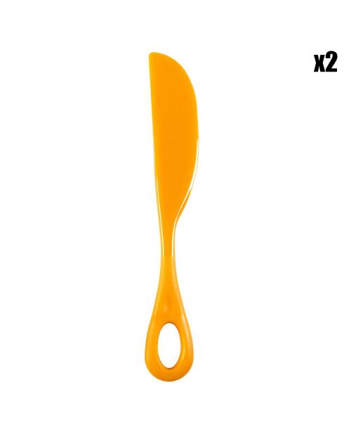 2 Spatules à tartiner modèle aléatoire rouge/jaune - 3.2x0.5x20.2 cm