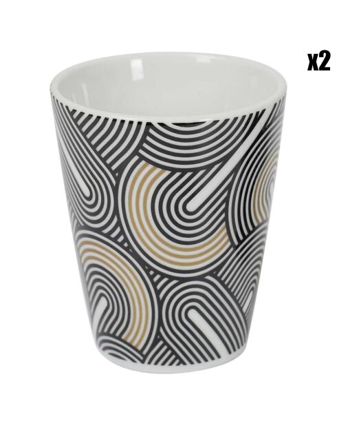 2 Gobelet expressos modèle aléatoire noir/doré/blanc - 6x6.8x6 cm