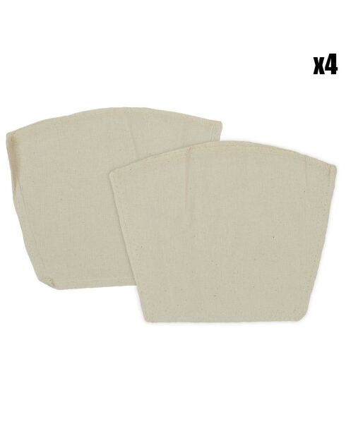 4 Filtres à café lavable beige - 23x17.2x1 cm