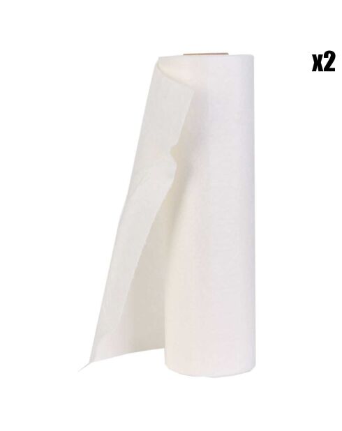 2 Rouleaux essuie tout réutilisables blanc - 8x28x8 cm