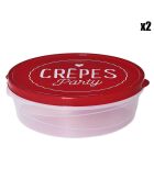 2 Boites de conservation crèpes rouge/transparent - 30.3x9x28 cm
