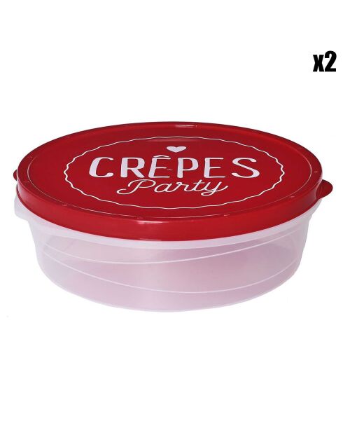 2 Boites de conservation crèpes rouge/transparent - 30.3x9x28 cm