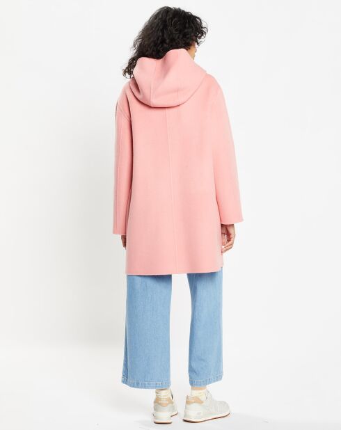 Manteau 100% Laine Charlotte rose